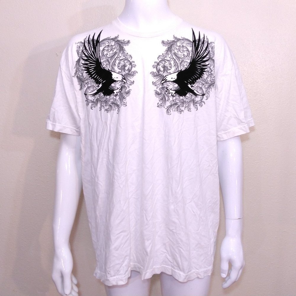 TOKU T-Shirt 2XL WHITE Black Gray EAGLE Graphic Tee XXL Buckle BBK Gothic ROCK